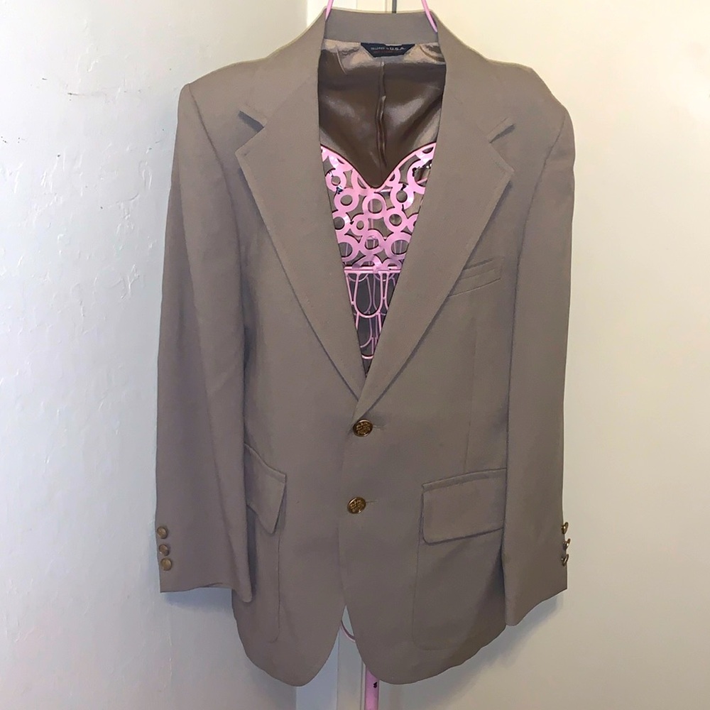 -Vintage Tailored in U.S.A.  Men's Beige Jacket- Size 36-38 Small As Is